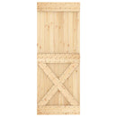 vidaXL Csúszó ajtó Természetes és Fekete 80 x 210 cm Szilárd Fenyőfa