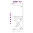 vidaXL Csúszó ajtó Természetes és Fekete 80 x 210 cm Szilárd Fenyőfa