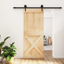 vidaXL Csúszó ajtó Természetes és Fekete 85 x 210 cm Szilárd Fenyőfa