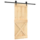 vidaXL Csúszó ajtó Természetes és Fekete 85 x 210 cm Szilárd Fenyőfa