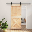vidaXL Csúszó ajtó Természetes és Fekete 90 x 210 cm Szilárd Fenyőfa