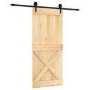 vidaXL Csúszó ajtó Természetes és Fekete 90 x 210 cm Szilárd Fenyőfa