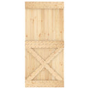 vidaXL Csúszó ajtó Természetes és Fekete 95 x 210 cm Szilárd Fenyőfa
