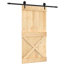 vidaXL Csúszó ajtó Természetes és Fekete 100 x 210 cm Szilárd Fenyőfa