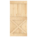 vidaXL Csúszó ajtó Természetes és Fekete 100 x 210 cm Szilárd Fenyőfa