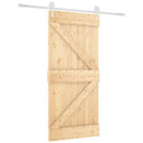 vidaXL Csúszó ajtó Természetes és Fehér 95 x 210 cm Szilárd Fenyőfa