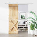 vidaXL Csúszó ajtó Természetes és Fehér 80 x 210 cm Tömör Fenyőfa