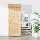 vidaXL Csúszó ajtó Természetes és Fehér 80 x 210 cm Szilárd Fenyőfa