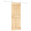 vidaXL Csúszó ajtó Természetes és Fehér 80 x 210 cm Szilárd Fenyőfa