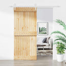 vidaXL Csúszó ajtó Természetes és Fehér 90 x 210 cm Szilárd Fenyőfa