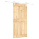 vidaXL Csúszó ajtó Természetes és Fehér 95 x 210 cm Szilárd Fenyőfa