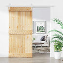 vidaXL Csúszó ajtó Természetes és Fehér 100 x 210 cm Szilárd Fenyőfa