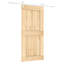 vidaXL Csúszó ajtó Természetes és Fehér 95 x 210 cm Szilárd Fenyőfa