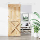vidaXL Csúszó ajtó Természetes és Fehér 80 x 210 cm Szilárd Fenyőfa