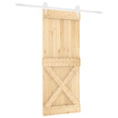 vidaXL Csúszó ajtó Természetes és Fehér 85 x 210 cm Szilárd Fenyőfa