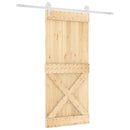 vidaXL Csúszó ajtó Természetes és Fehér 90 x 210 cm Szilárd Fenyőfa