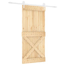 vidaXL Csúszó ajtó Természetes és Fehér 95 x 210 cm Szilárd Fenyőfa