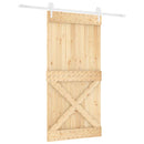 vidaXL Csúszó ajtó Természetes és Fehér 100 x 210 cm Szilárd Fenyőfa