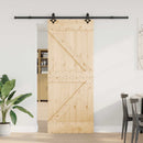 vidaXL Csúszó ajtó NARVIK Természetes és Fekete 85 x 210 cm (213,5 cm)