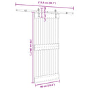 vidaXL Csúszó ajtó NARVIK Természetes és Fekete 90 x 210 cm (213,5 cm)
