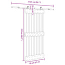 vidaXL Csúszó ajtó NARVIK Természetes és Fekete 95 x 210 cm (213,5 cm)