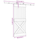 vidaXL Csúszó ajtó NARVIK Természetes és Fekete 90 x 210 cm (213,5 cm)