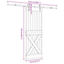 vidaXL Csúszó ajtó NARVIK Természetes és Fekete 70 x 210 cm (213,5 cm)