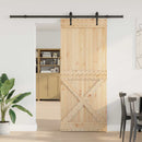 vidaXL Csúszó ajtó NARVIK Természetes és Fekete 95 x 210 cm (213,5 cm)