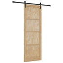 vidaXL Csúszó ajtó Természetes és Fekete 83 x 232 cm Tömör Fenyőfa