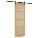 vidaXL Csúszó ajtó Természetes és Fekete 83 x 232 cm Tömör Fenyőfa