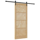 vidaXL Csúszó ajtó Természetes és Fekete 86 x 211 cm Tömör Fenyőfa
