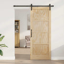 vidaXL Csúszó ajtó Természetes 83 x 211 cm Tömör Fenyőfa