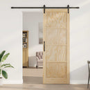 vidaXL Csúszó ajtó Természetes 83 x 232 cm Tömör Fenyőfa