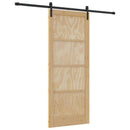 vidaXL Csúszó ajtó Természetes 86 x 211 cm Tömör Fenyőfa
