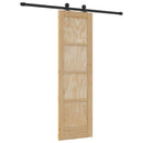 vidaXL Csúszó ajtó Természetes és Fekete 61 x 198,5 cm Tömör Fenyőfa