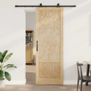 vidaXL Csúszó ajtó Természetes és Fekete 83 x 232 cm Tömör Fenyőfa