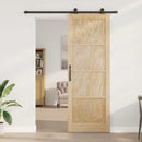 vidaXL Csúszó ajtó Természetes és Fekete 83 x 232 cm Tömör Fenyőfa