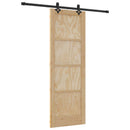 vidaXL Csúszó ajtó Természetes és Fekete 73,5 x 211 cm Tömör Fenyőfa