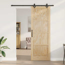 vidaXL Csúszó ajtó Természetes és Fekete 83 x 232 cm Tömör Fenyőfa
