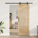 vidaXL Csúszó ajtó Természetes és Fekete 83 x 232 cm Tömör Fenyőfa