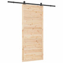 vidaXL Csúszó ajtó Természetes 90 x 208 cm Tömör Fenyőfa