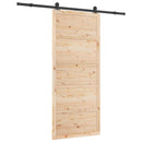 vidaXL Csúszó ajtó Természetes 90 x 208 cm Tömör Fenyőfa
