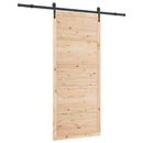 vidaXL Csúszó ajtó Természetes 80 x 208 cm Tömör Fenyőfa