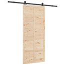 vidaXL Csúszó ajtó Természetes 90 x 208 cm Tömör Fenyőfa