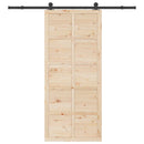vidaXL Csúszó ajtó Természetes 90 x 208 cm Tömör Fenyőfa