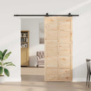 vidaXL Csúszó ajtó Természetes 80 x 208 cm Tömör Fenyőfa