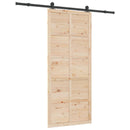 vidaXL Csúszó ajtó Természetes 80 x 208 cm Tömör Fenyőfa