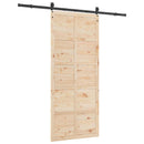 vidaXL Csúszó ajtó Természetes 80 x 208 cm Tömör Fenyőfa