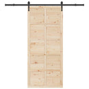 vidaXL Csúszó ajtó Természetes 80 x 208 cm Tömör Fenyőfa