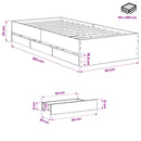 vidaXL Ágykeret tárolóval Kézműves Tölgy 90 x 200 cm Szerelt fa